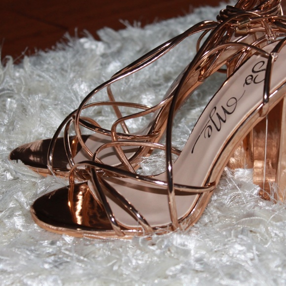 Fashion Nova Shoes - Fashion Nova Rose Gold High Heel Open Toe Sandals